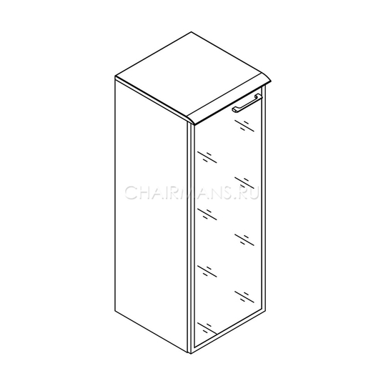 Шкаф колонка с стеклянной дверью в алюминиевой раме и топом Skyland WAVE WMC 42.7(L) бук тиара