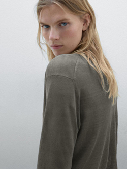 Massimo Dutti Свитер из 100% льняной ткани, свинцовый
