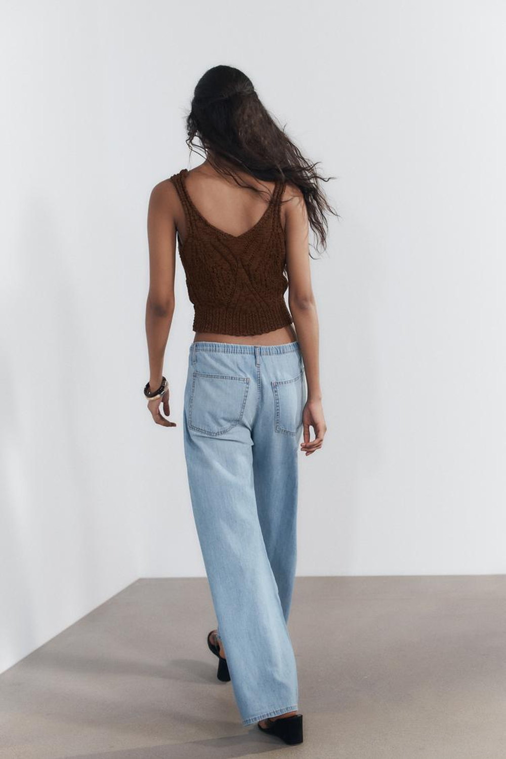 ZARA ДЖИНСЫ TRF НА ШНУРКЕ, ГОЛУБОЙ