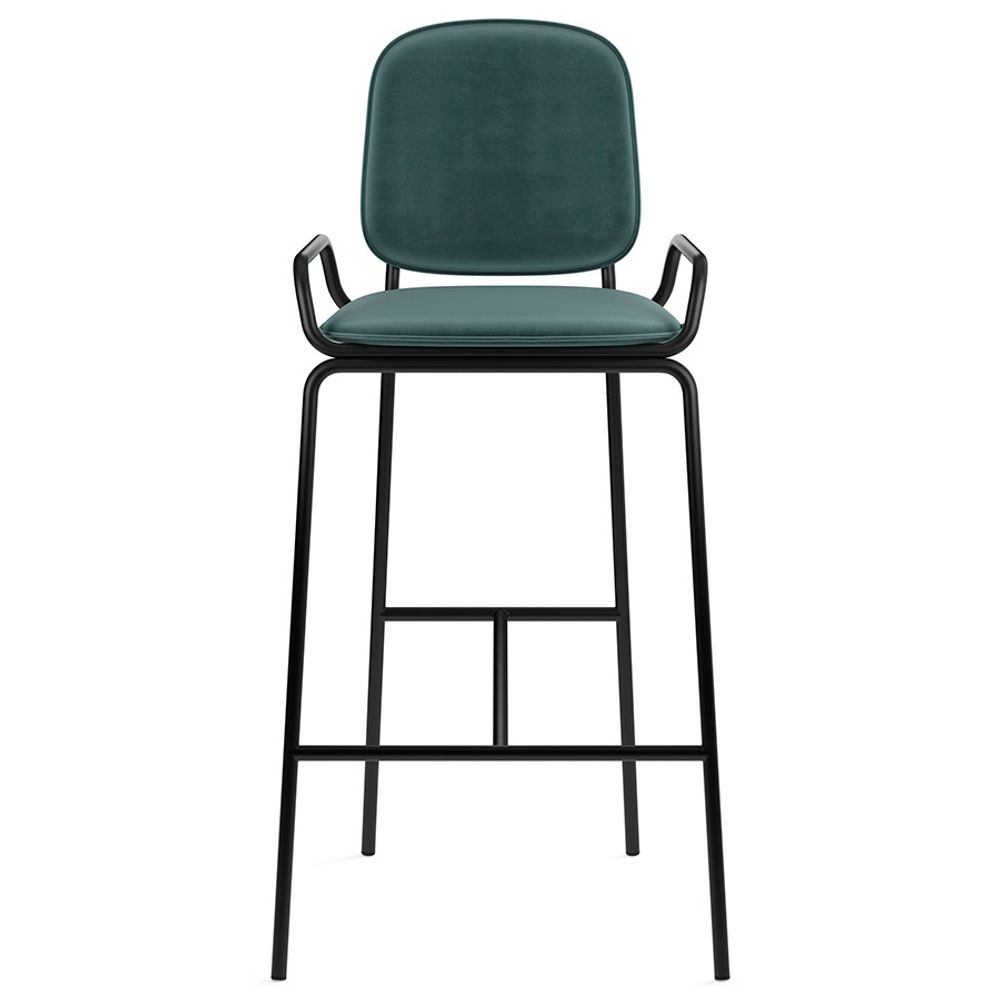 Стул барный Ror, 2 Frame, велюр, черный/зеленый