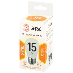 Лампа светодиодная ЭРА STD LED P45-15W-827-E27 15Вт шар теплый белый свет Е27
