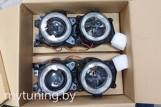 Передние фары ANGEL EYES BLACK для BMW 7 E32