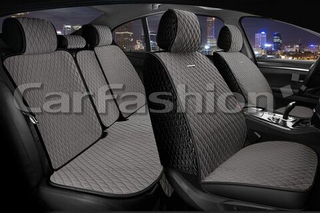 Накидки сидений ПОЛНЫЙ CarFashion (кт) -«RUBIN PLUS» 22700 -Велюр Серый/черный/Серый