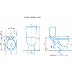 Унитаз-компакт "Лира" белый (косой, нижн, сид. полип., арм) (Rosa)