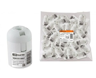 Патрон для лампы TDM Electric / ТДМ Электрик подвесной, термостойкий пластик белый, Е27, SQ0335-0007 / электрооборудование (комплект из 50 шт)
