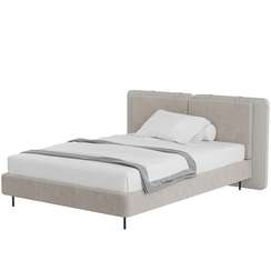 Кровать двуспальная Hub 140 см (бежевый, экокожа, рогожка)