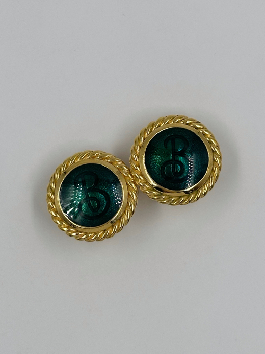 Клипсы с зеленой эмалью Burberrys