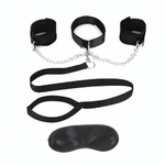 Чёрный ошейник с наручниками и поводком Collar Cuffs & Leash Set (Цвет: черный)