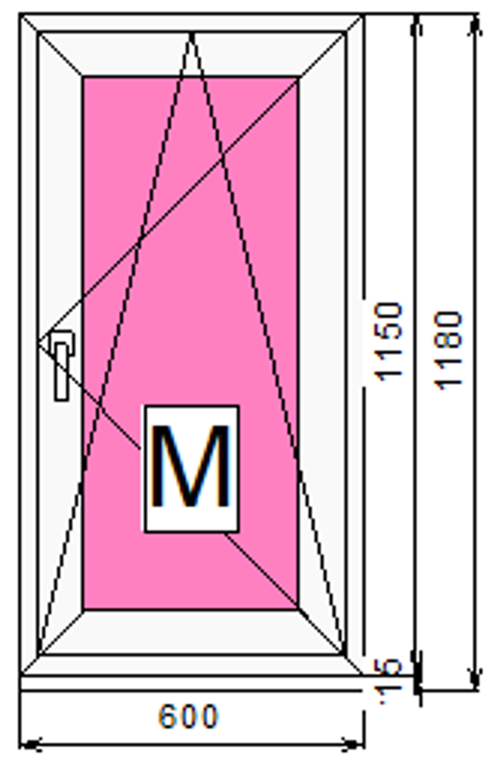 Пластиковое окно с поворотно-откидной створкой 1150 х 600 ТермА Эко + Москитная сетка