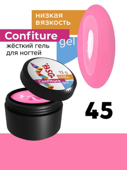 Жёсткий гель для наращивания Confiture №45 НИЗКАЯ ВЯЗКОСТЬ - Персидский розовый (13 г)