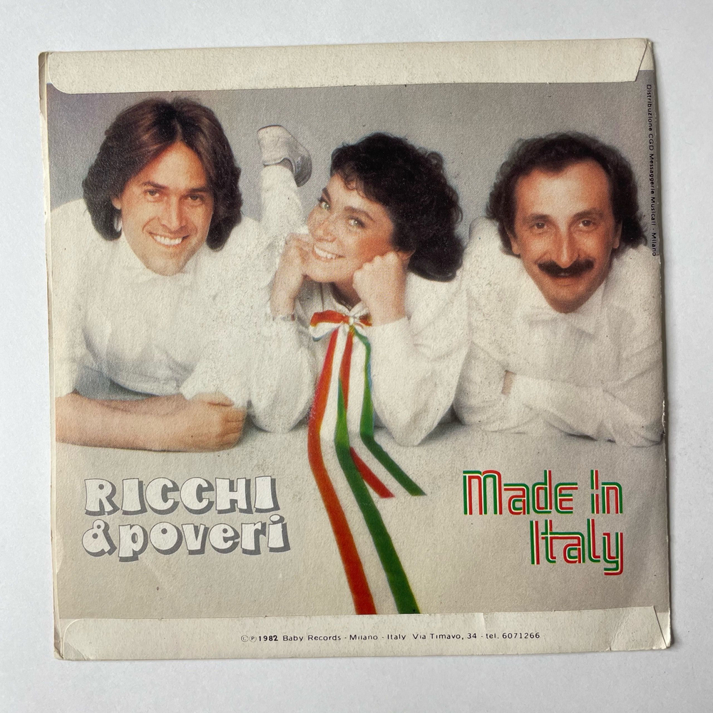 Винтажная виниловая пластинка 7 дюймов (маленькая пластинка) Ricchi and Poveri Made In Italy (Италия 1982)