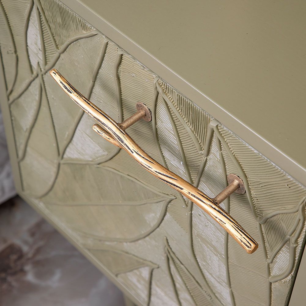 Тумба под ТВ Арт Колор leaves 117см Классик Голд Зеленая олива