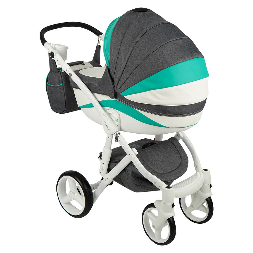 Детская коляска Adamex Barletta New 2 в 1 B-20 (серый+белый+мятный)
