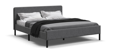 Уна Кровать 160 Рогожка Мальмо серый, Чёрный