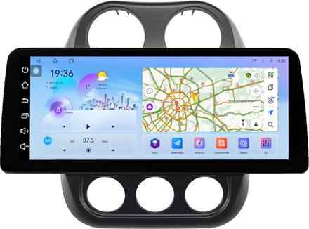 Магнитола для Jeep Compass 2011-2015 - FarCar монитор 12.3" 2K QLED на Android 14, TS10, CarPlay, 4G SIM-слот