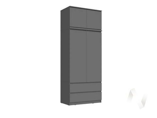 Шкаф 2-х ств (2УПК) (Ш) с антресоль-тумба универсальная МС Челси (графит/графит)