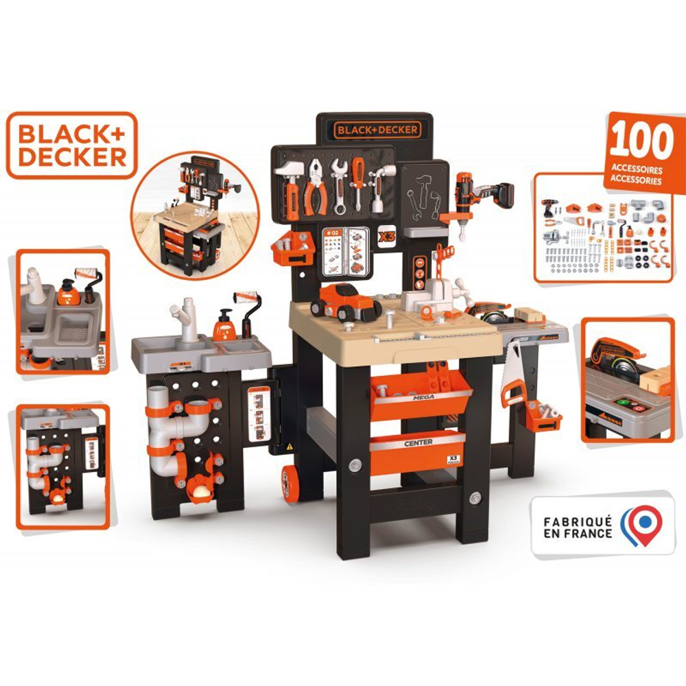 Smoby - Мега мастерская Black &amp; Decker с зоной маляра и сантехника + 100 аксессуаров 360726