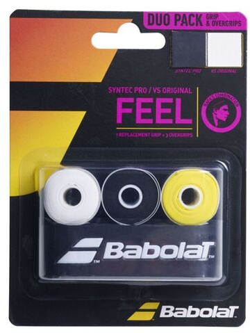 Намотки теннисные Babolat DUO Pack RAFA Syntec Pro x1 + VS Original x3 - black/yellow/white