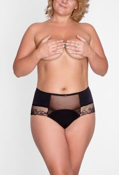 Женские высокие трусики-бразилиана (Размер: 6X) (Цвет: черный)