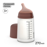 Антиколиковая силиконовая бутылочка Suavinex Zero.Zero 270 мл, средний поток, 3+