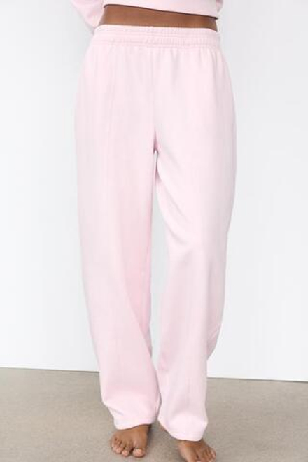 ZARA БРЮКИ STRAIGHT-LEG ИЗ МЯГКОЙ ТКАНИ, ПАСТЕЛЬНО-РОЗОВЫЙ
