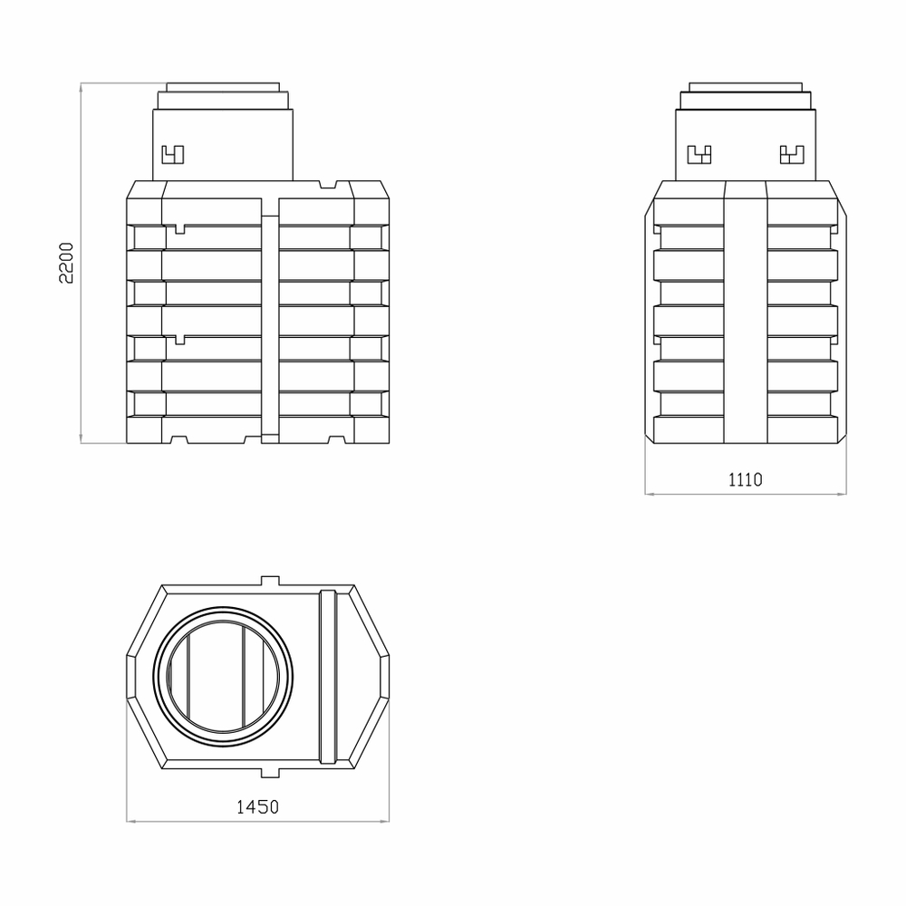 Дренажный колодец Политим 1500 л.(1450x1100x2000см;черный) - арт.560747