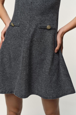 ZARA КОРОТКОЕ МЯГКОЕ ПЛАТЬЕ, ТЕМНО-СЕРЫЙ