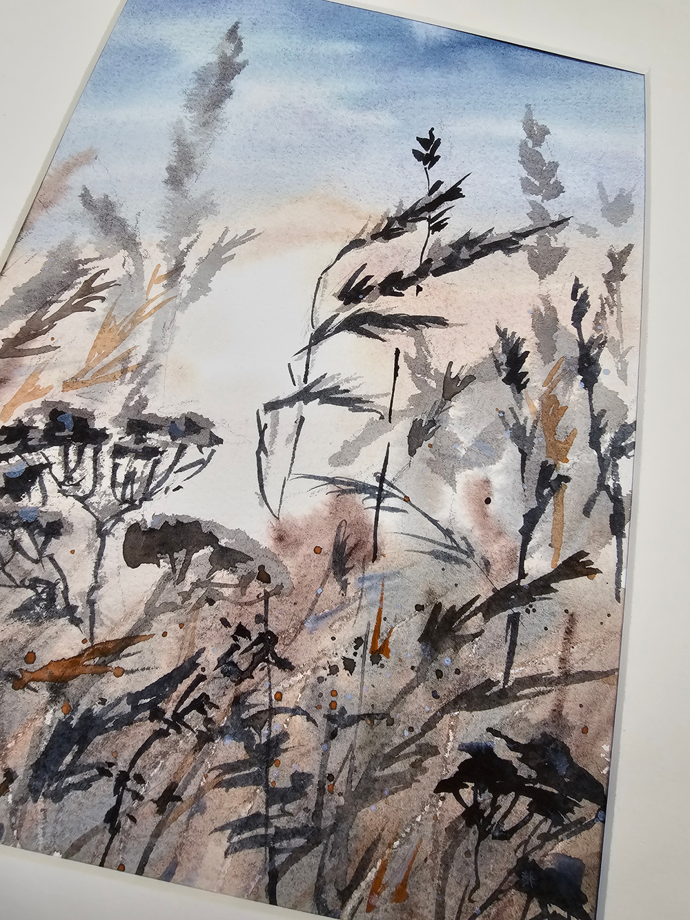 Картина авторская акварельная в паспарту 21х30 см на стену для интерьера "Аромат лета"