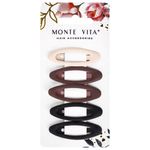 Заколки для волос НАБОР 5 шт., 5 см, клик-клак, матовые, ассорти, MONTE VITA, 457078