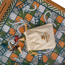 Игровой набор Шахматы/нарды/лудо/змеи Manopoulos зелено-синие в деревянном футляре