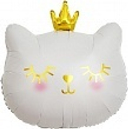 Шар (22""/56 см) Фигура, Котенок Принцесса, Белый, 1 шт. Б3 (4 порции) Б016