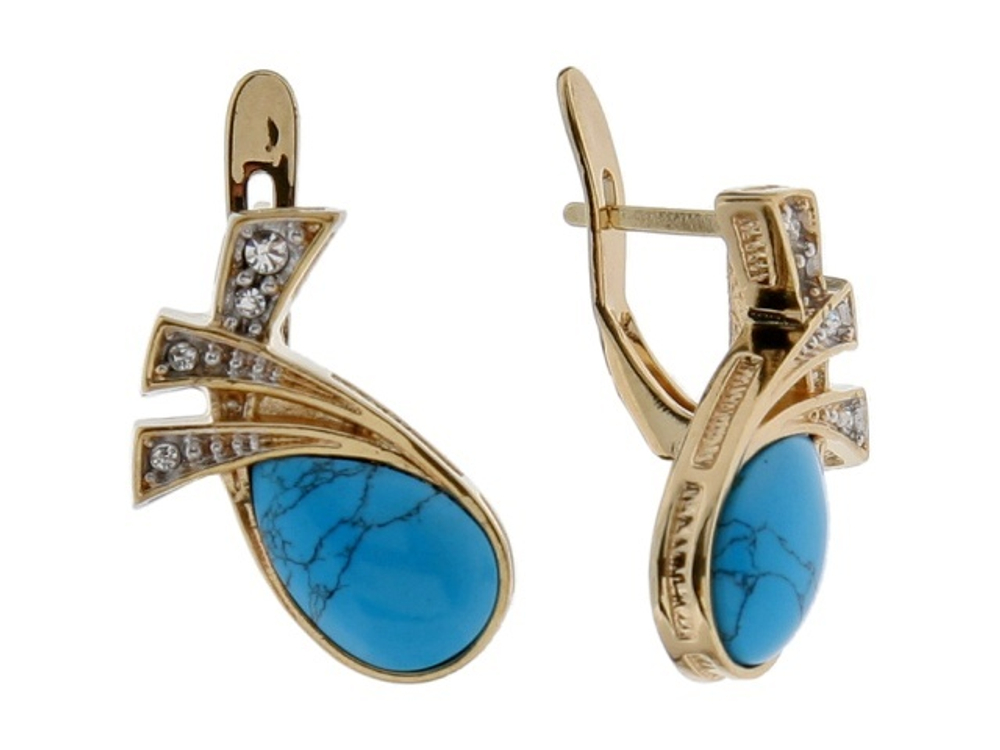 "Альпы" серьги в золотом покрытии из коллекции "Самоцветы" от Jenavi  с английским замком