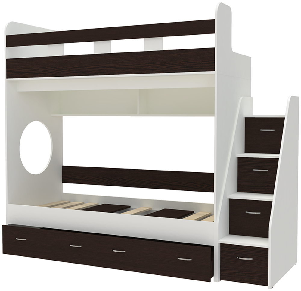 Трехъярусная кровать КарИВи Юниор  Белый  Венге