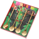 Набор чайных ложек 4шт «Новогодние символы» в подарочной коробке, цвет золото