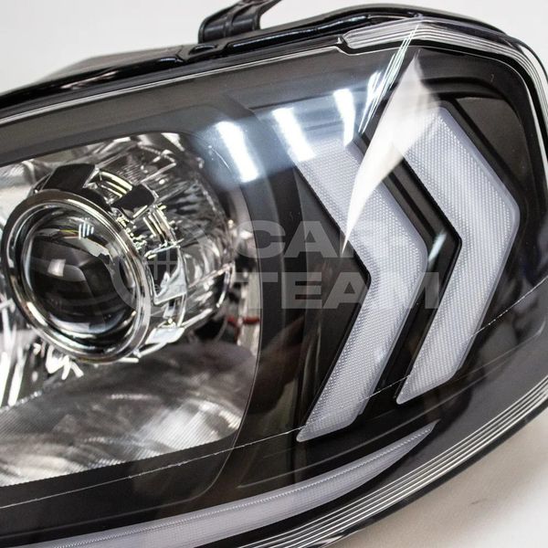 Фары Лада Ларгус передние в стиле Lexus с Bi LED модулями 2.5 дюйма + ДХО с плавающими поворотниками, хром маска (Китай)