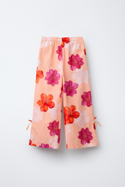ZARA БРЮКИ С ЦВЕТОЧНЫМ ПРИНТОМ, СВЕТЛО-ОРАНЖЕВЫЙ