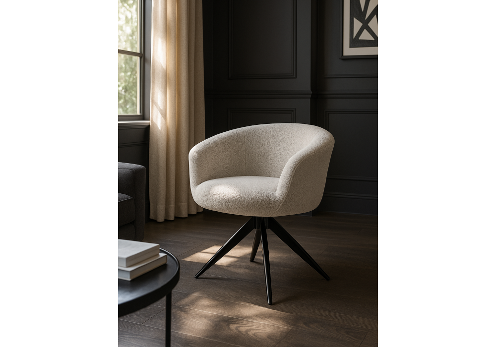 Стул на металлокаркасе Woodville Solomon 1 вращающийся светло-бежевый, черный, ножки черные