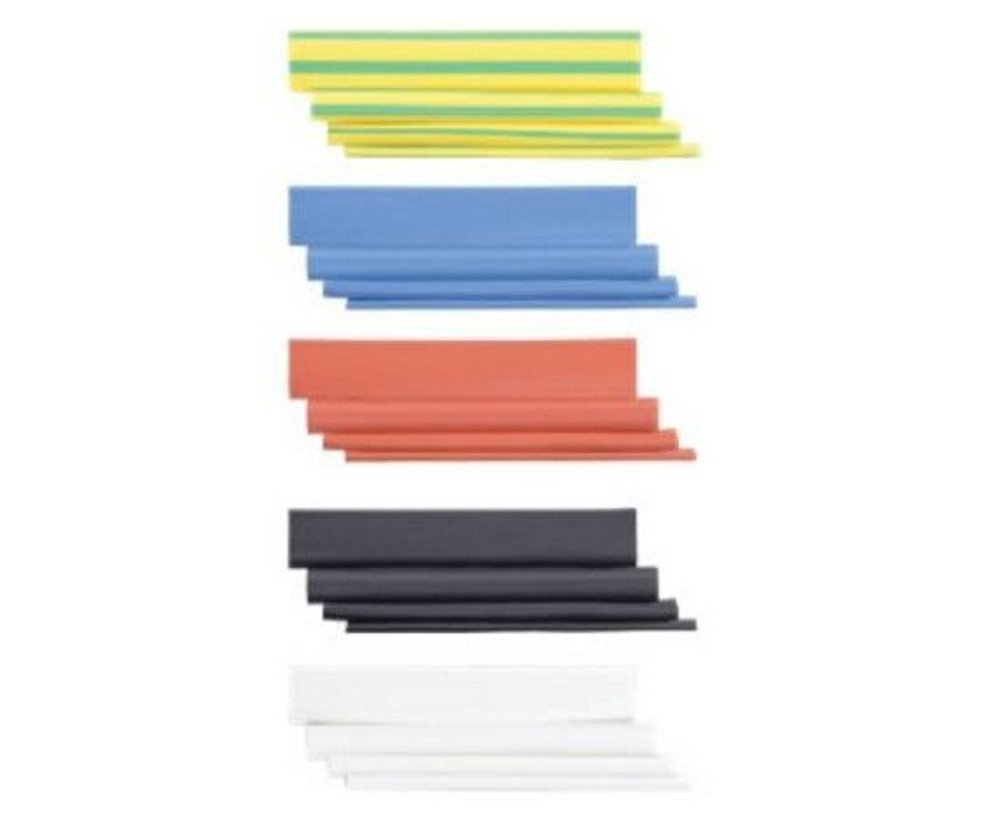 Набор трубок термоусадочных тонкостен. ТТУ 2/1; 4/2; 6/3; 8/4 (Ж; С; К; Ч; Б) 20х8см разноцвет. IEK UDRS-D2-D8-10-2