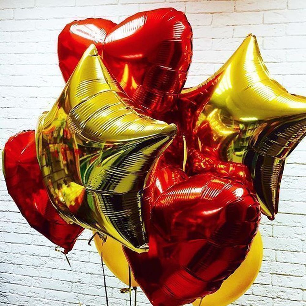 Шар (18"/46 см) Звезда, Золото 1 шт.