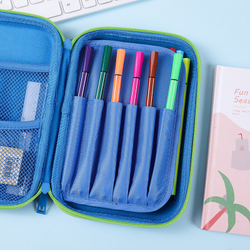 Пенал школьный с динозавром в школу для девочек мальчиков с 3д рисунком на молнии, синий