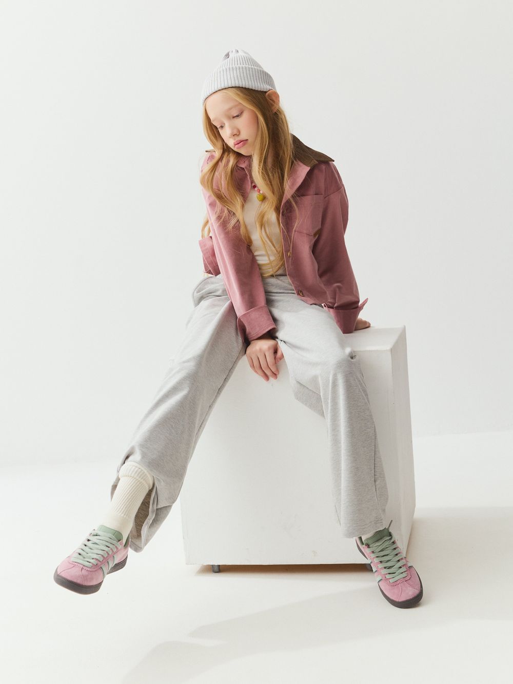 Брюки палаццо облегченные "Серый меланж" 7+