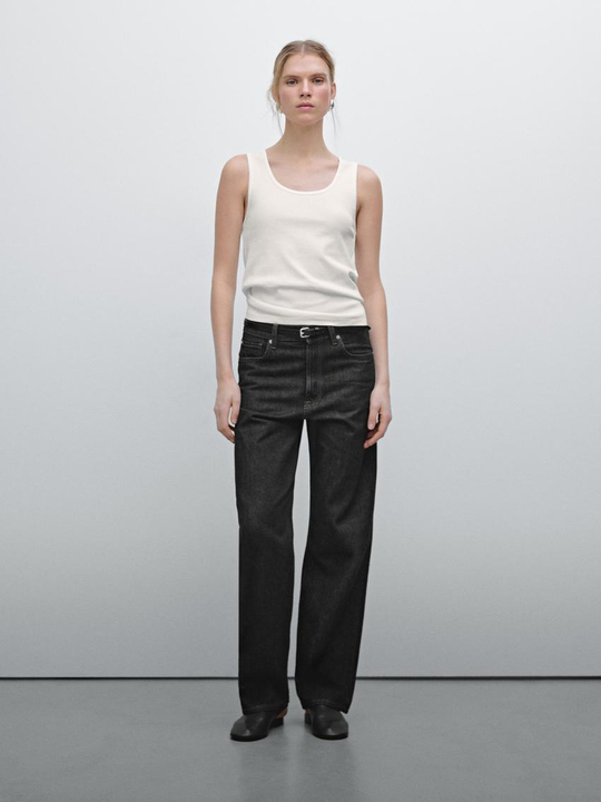 Massimo Dutti Топ из 100% хлопка с широкими бретелями, белый