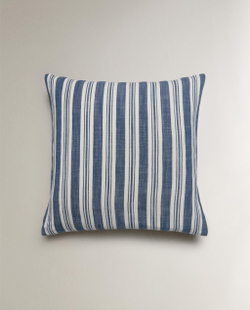 Zara Home наволочка декоративная из хлопка, синий, в полоску, 45x45 см