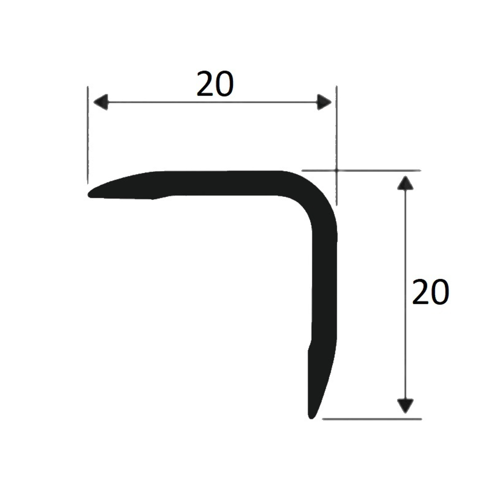 Угол 20*20мм "DO-1" 2,7м Чёрный мат. анод. алюм.