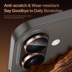 Защитное стекло на линзы камеры для iPhone 17, серия HAWK Series от Dux Ducis, рамки из алюминия черного цвета