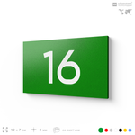 Табличка с номером 16 на дверь квартиры, для офиса, кабинета, аудитории, склада, зеленая 120х70 мм, Айдентика Технолоджи