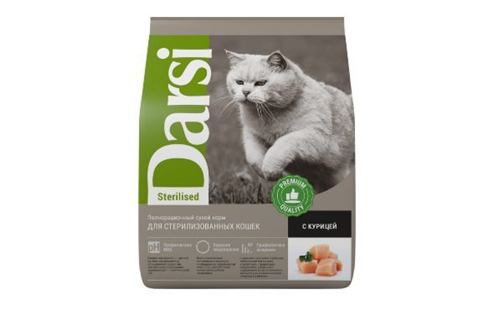 Darsi, сухой корм для кошек, Sterilised, курица, 1,8 кг