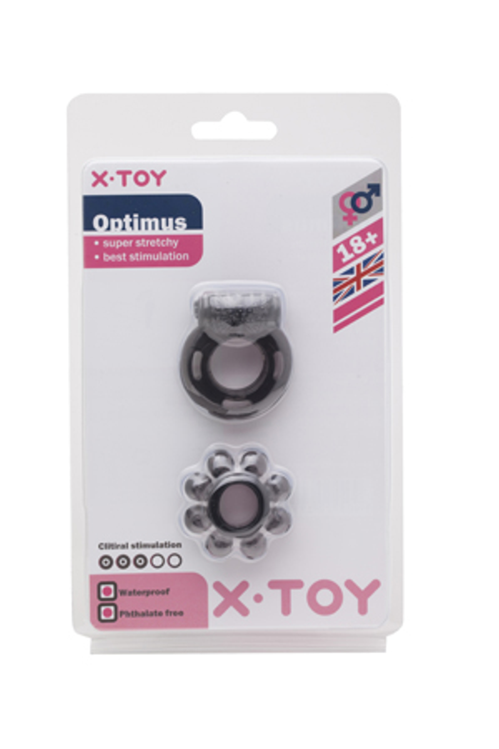 Набор из двух пепельных эрекционных колец Optimus (Цвет: серый)