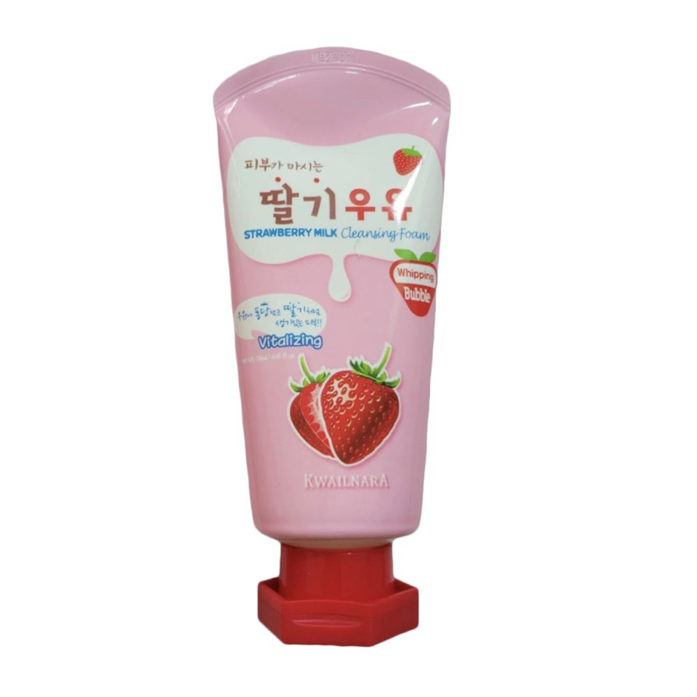Welcos Kwailnara Strawberry Milk Cleansing Foam пенка для лица с экстрактом клубники