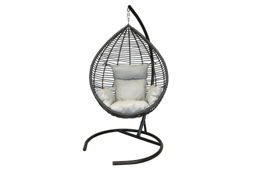 Кресло подвесное Элис арт.CN14625 (стойка+осн.черн.,корзн.серая.,подуш.сер. 3уп.(М))